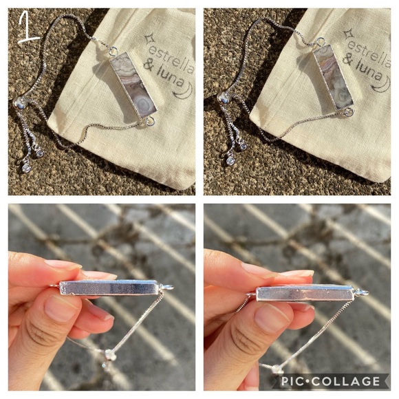 Mexican Agate Silver Crystal Boho Bracelet - Picture 3 of 5